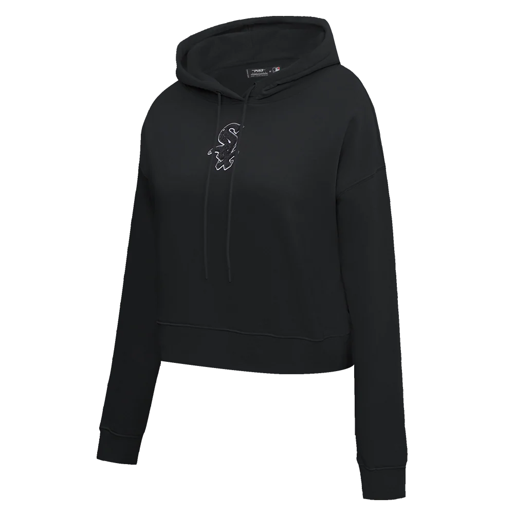 MLB CHICAGO WHITE SOX TRIPLE BLACK WOMEN'S CROPPED PULLOVER HOODIE (TRIPLE BLACK) - Image 2