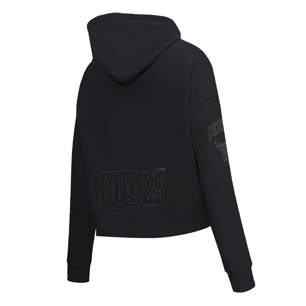MLB CHICAGO WHITE SOX TRIPLE BLACK WOMEN'S CROPPED PULLOVER HOODIE (TRIPLE BLACK) - Image 3