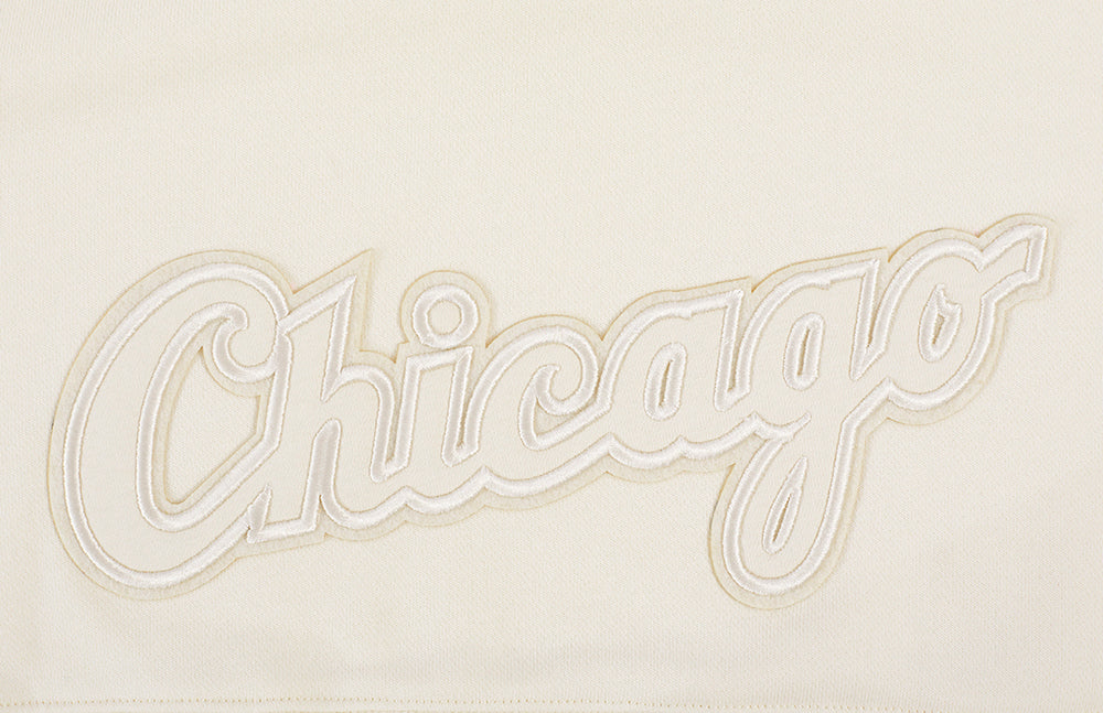 MLB CHICAGO WHITE SOX NEUTRAL WOMEN'S CROPPED PULLOVER HOODIE (EGGSHELL) - Image 6