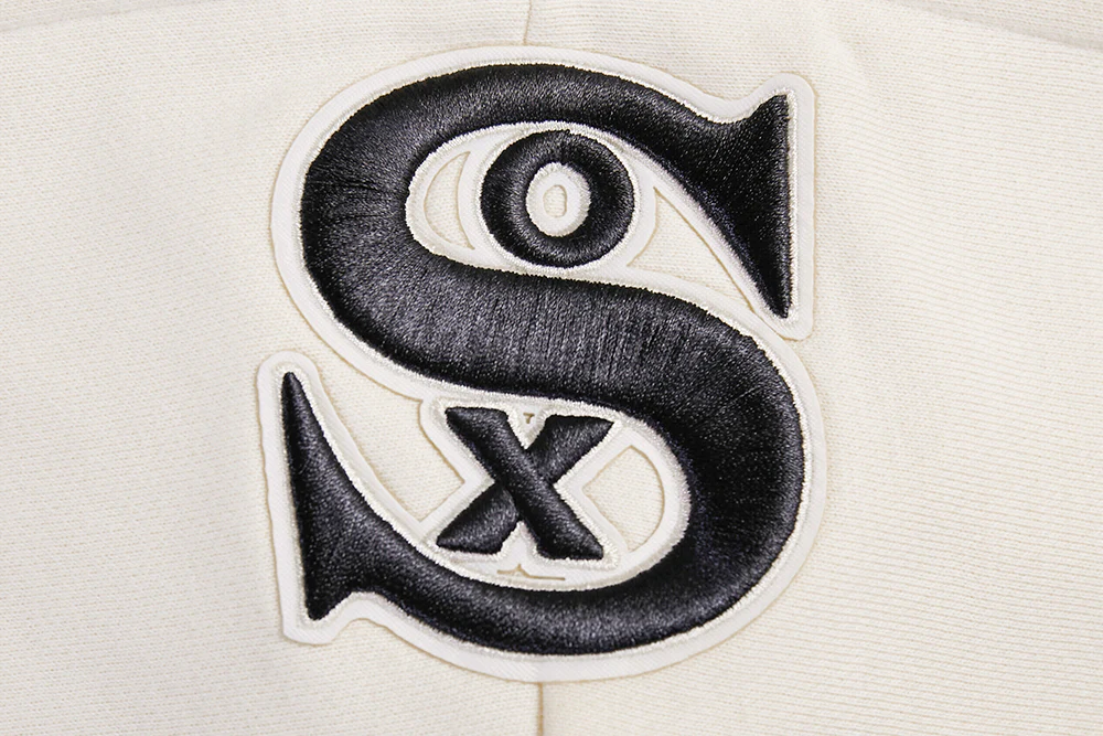 MLB CHICAGO WHITE SOX WOMEN'S RETRO CLASSIC WOMEN'S RIB CROPPED PULLOVER HOODIE (EGGSHELL/BLACK) - Image 5