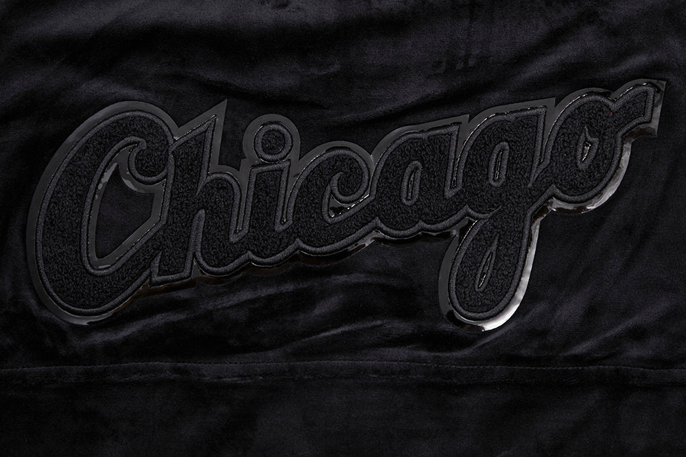 MLB CHICAGO WHITE SOX TRIPLE BLACK WOMEN'S VELOUR FULL ZIP PULLOVER HOODIE (TRIPLE BLACK) - Image 5