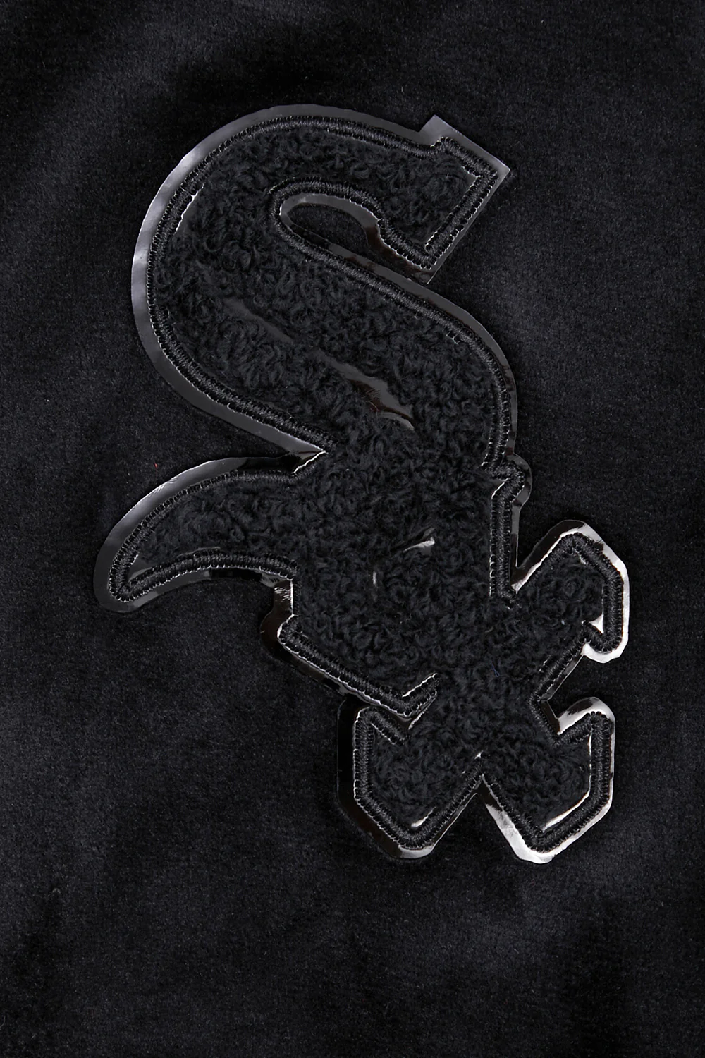 MLB CHICAGO WHITE SOX TRIPLE BLACK WOMEN'S VELOUR FULL ZIP PULLOVER HOODIE (TRIPLE BLACK) - Image 7