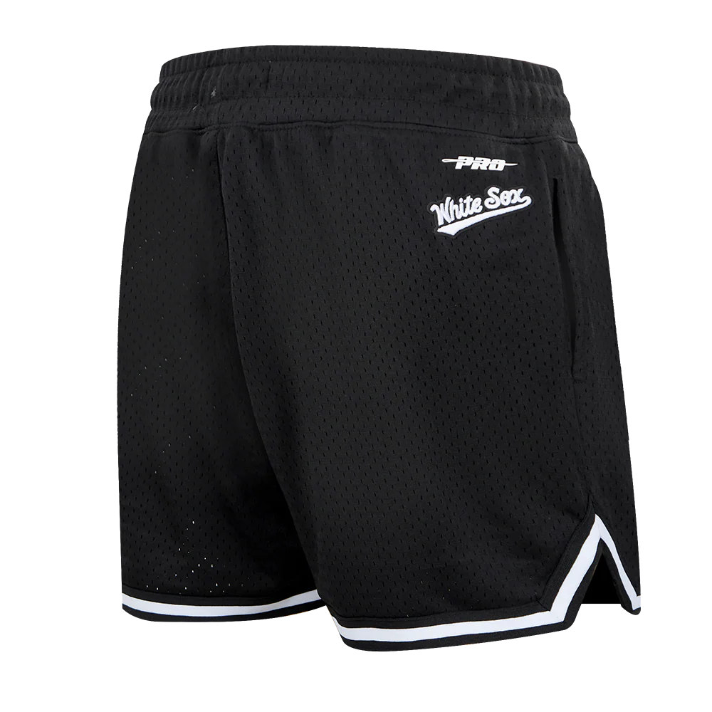 MLB CHICAGO WHITE SOX SCRIPT TAIL WOMEN'S MESH TAPE SHORT (BLACK) - Image 4
