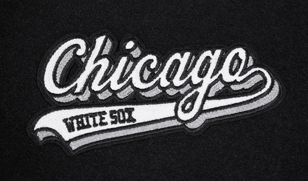 MLB CHICAGO WHITE SOX SCRIPT TAIL WOMEN'S WOOL VARSITY JACKET (BLACK/GRAY) - Image 6