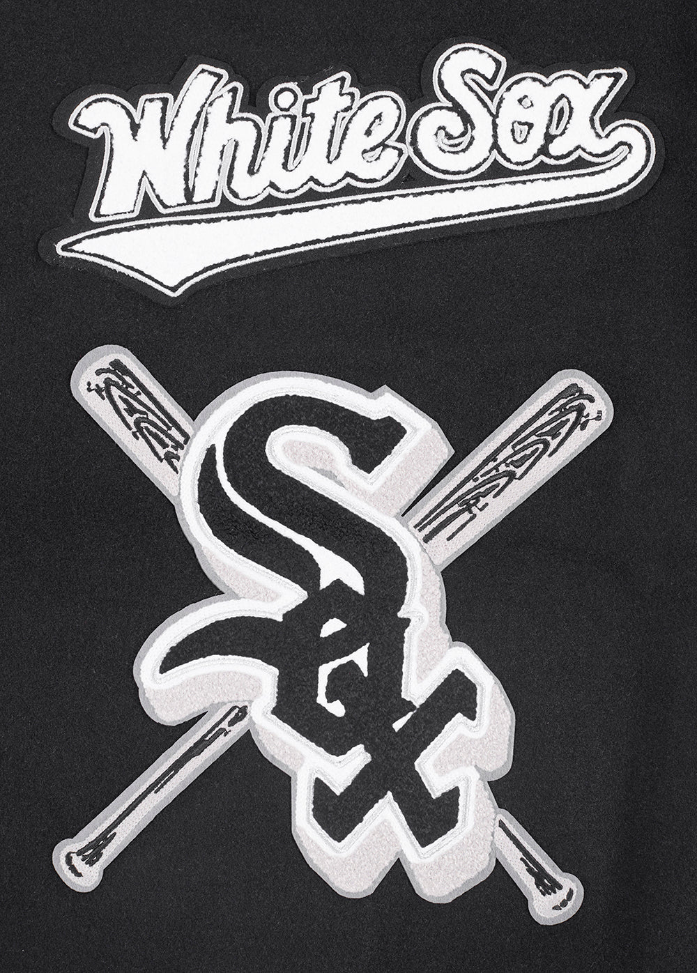 MLB CHICAGO WHITE SOX MASHUP WOMEN'S RIB WOOL VARSITY JACKET (BLACK/GRAY) - Image 9