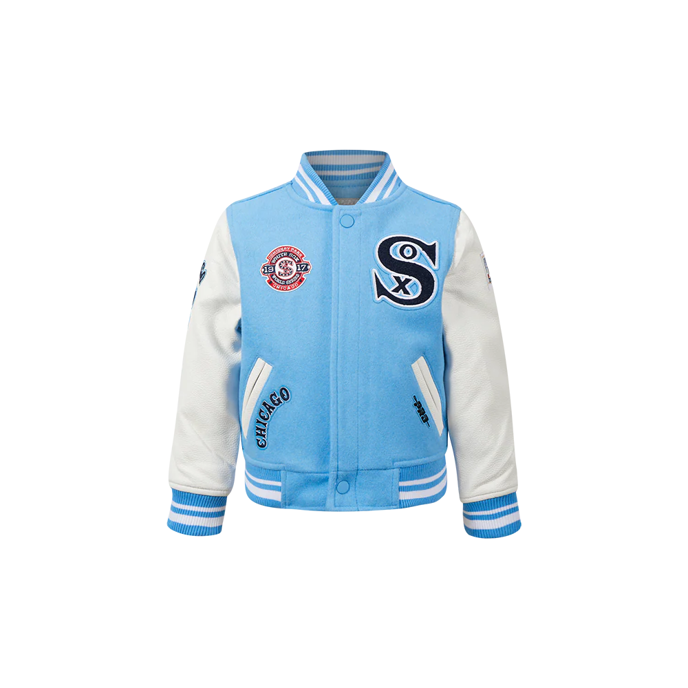 MLB CHICAGO WHITE SOX RETRO CLASSIC TODDLER BOYS RIB WOOL VARSITY JACKET (UNIVERSITY BLUE/WHITE)