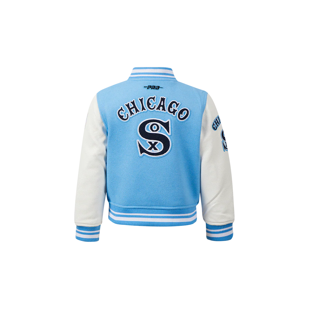 MLB CHICAGO WHITE SOX RETRO CLASSIC TODDLER BOYS RIB WOOL VARSITY JACKET (UNIVERSITY BLUE/WHITE) - Image 3