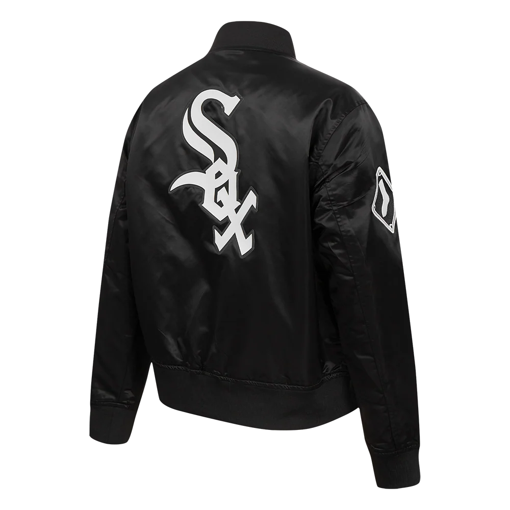 MLB CHICAGO WHITE SOX CLASSIC WOMEN'S SATIN JACKET (BLACK) - Image 4