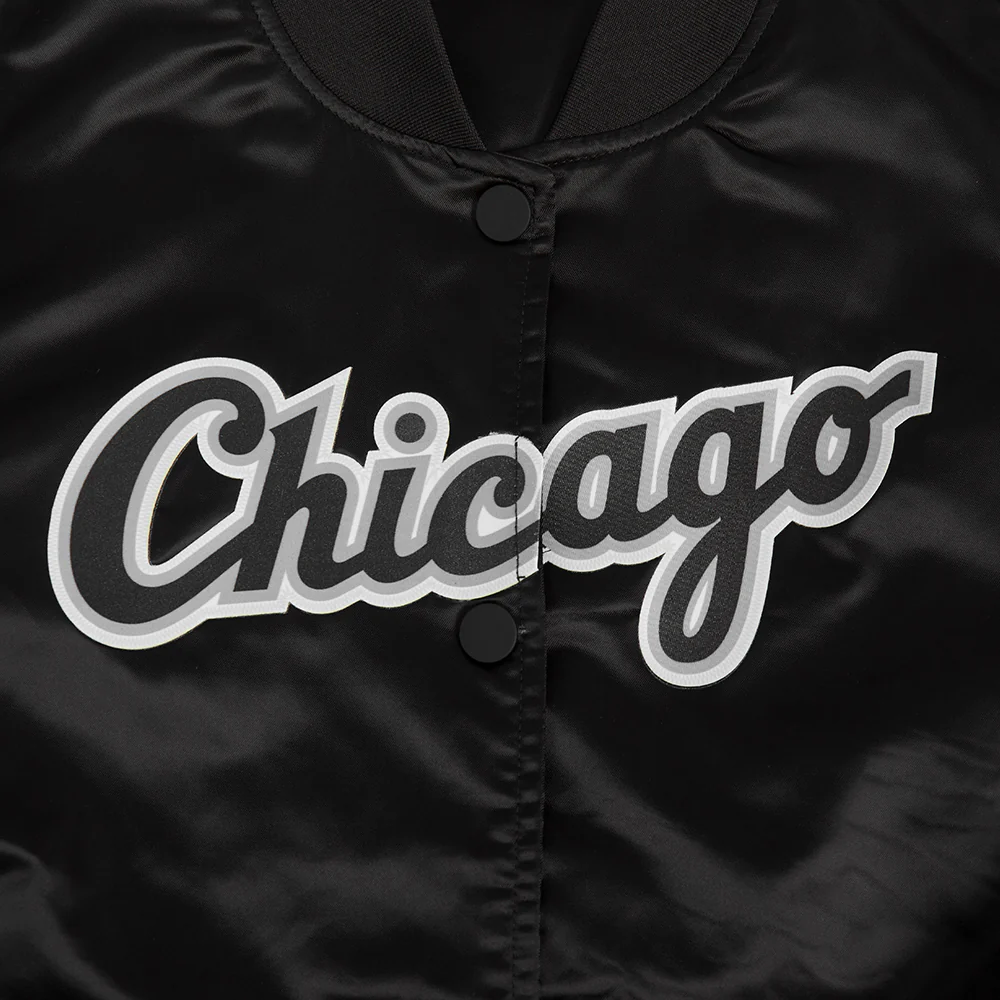 MLB CHICAGO WHITE SOX CLASSIC WOMEN'S SATIN JACKET (BLACK) - Image 5