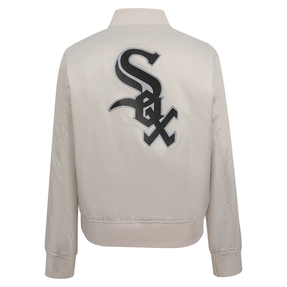 MLB CHICAGO WHITE SOX CLASSIC WOMEN'S SATIN JACKET (SILVER) - Image 3