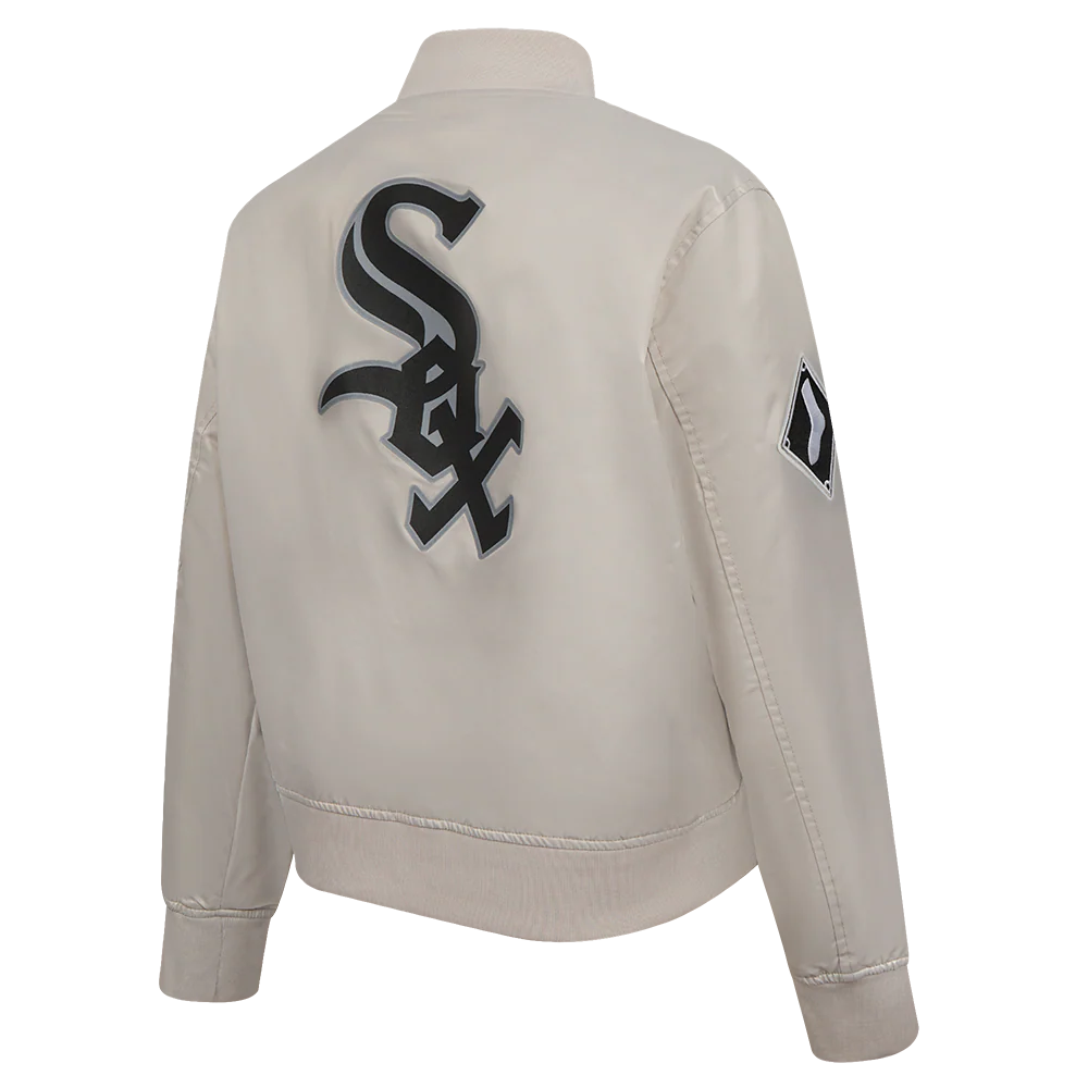 MLB CHICAGO WHITE SOX CLASSIC WOMEN'S SATIN JACKET (SILVER) - Image 4