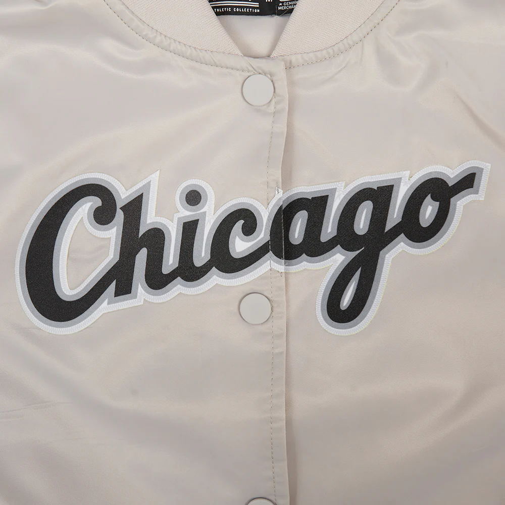 MLB CHICAGO WHITE SOX CLASSIC WOMEN'S SATIN JACKET (SILVER) - Image 5