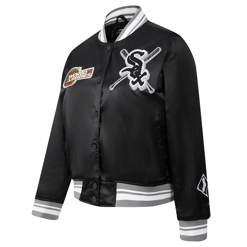 MLB CHICAGO WHITE SOX MASHUP WOMEN'S RIB SATIN JACKET (BLACK/GRAY) - Image 2