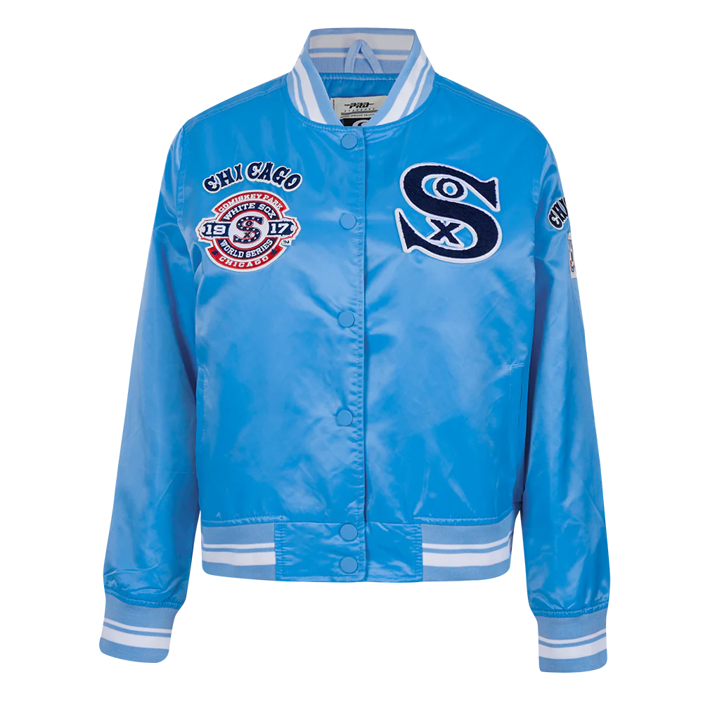 MLB CHICAGO WHITE SOX RETRO CLASSIC WOMEN'S SATIN JACKET (UNIVERSITY BLUE/WHITE)