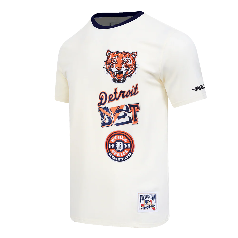 MLB DETROIT TIGERS RETRO CASCADE MEN'S RINGER TOP (EGGSHELL/ MIDNIGHT NAVY) - Image 2