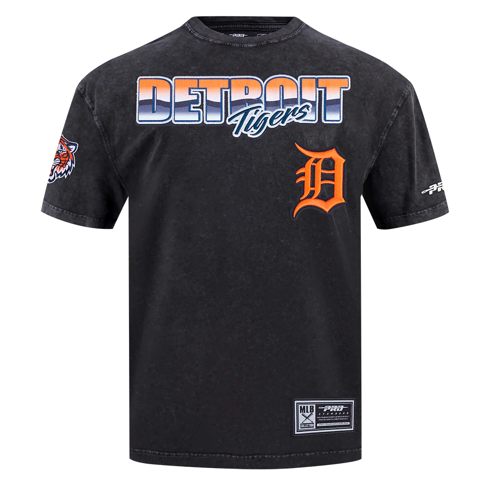 MLB DETROIT TIGERS CHROME MEN'S COTTON JERSEY DROP SHOULDER TOP (WASHED BLACK)