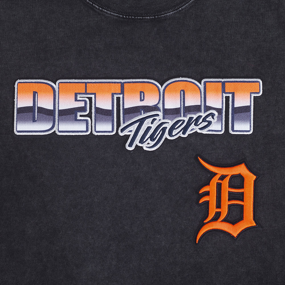 MLB DETROIT TIGERS CHROME MEN'S COTTON JERSEY DROP SHOULDER TOP (WASHED BLACK) - Image 7