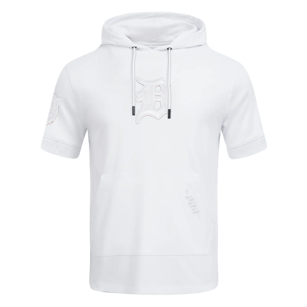 MLB DETROIT TIGERS WHITE OUT MEN'S SHORT SLEEVE PULLOVER HOODIE (WHITE)
