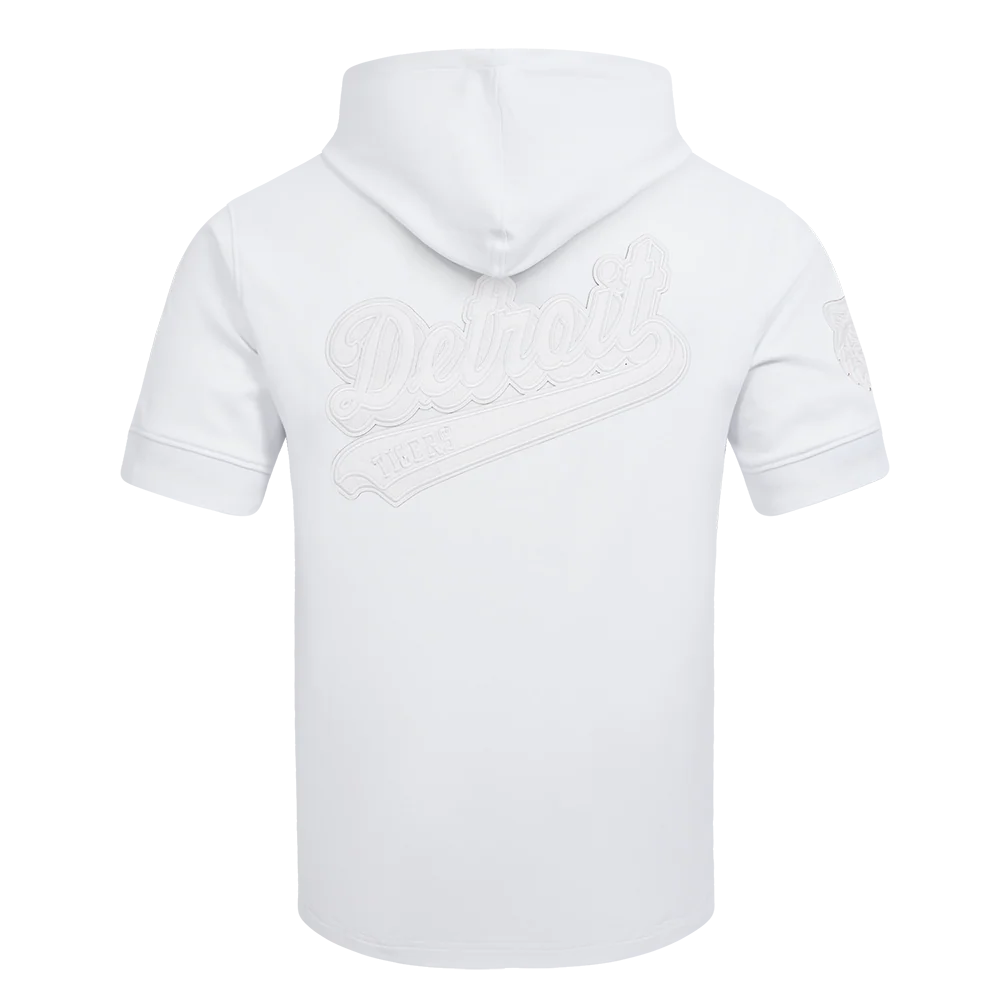 MLB DETROIT TIGERS WHITE OUT MEN'S SHORT SLEEVE PULLOVER HOODIE (WHITE) - Image 3