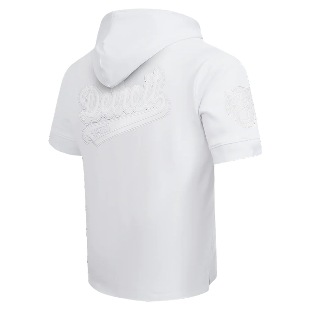 MLB DETROIT TIGERS WHITE OUT MEN'S SHORT SLEEVE PULLOVER HOODIE (WHITE) - Image 4
