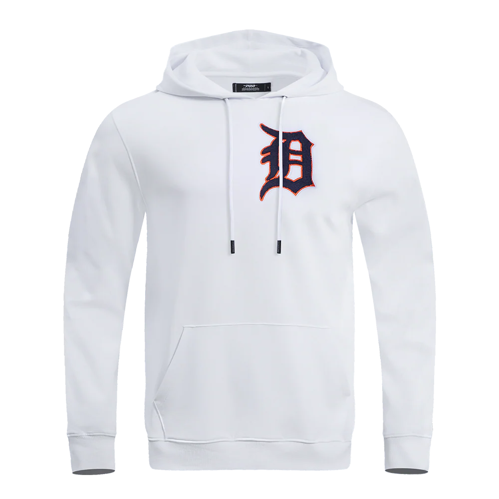 MLB DETROIT TIGERS CLASSIC CHENILLE MEN'S PULLOVER HOODIE (WHITE)
