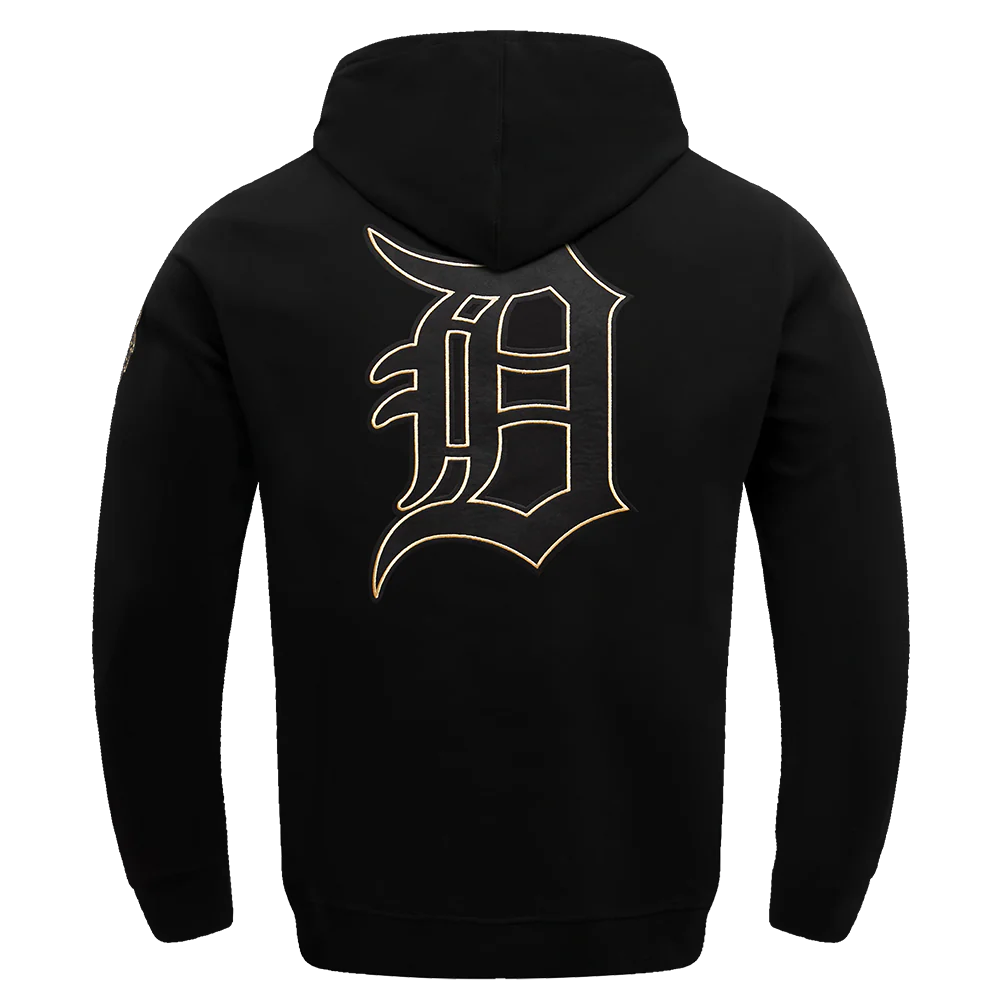 MLB DETROIT TIGERS BLACK & GOLD DOUBLE KNIT PULLOVER HOODIE (BLACK) - Image 3