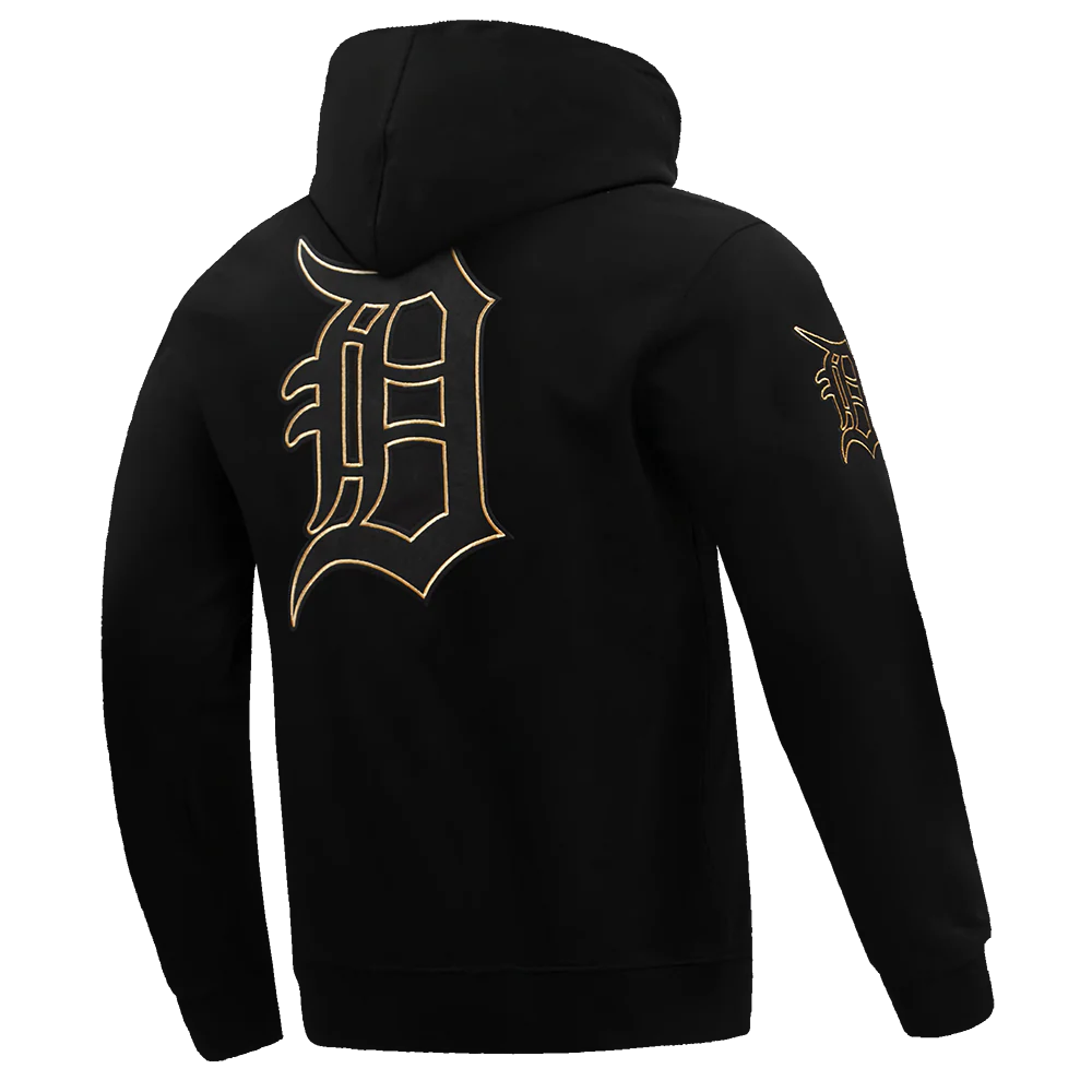 MLB DETROIT TIGERS BLACK & GOLD DOUBLE KNIT PULLOVER HOODIE (BLACK) - Image 4