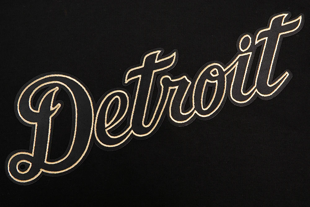 MLB DETROIT TIGERS BLACK & GOLD DOUBLE KNIT PULLOVER HOODIE (BLACK) - Image 6
