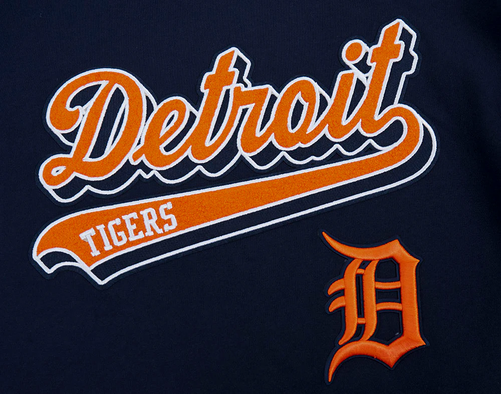 MLB DETROIT TIGERS SCRIPT TAIL MEN'S RIB FLEECE PULLOVER HOODIE (MIDNIGHT NAVY/ORANGE/MIDNIGHT NAVY) - Image 7