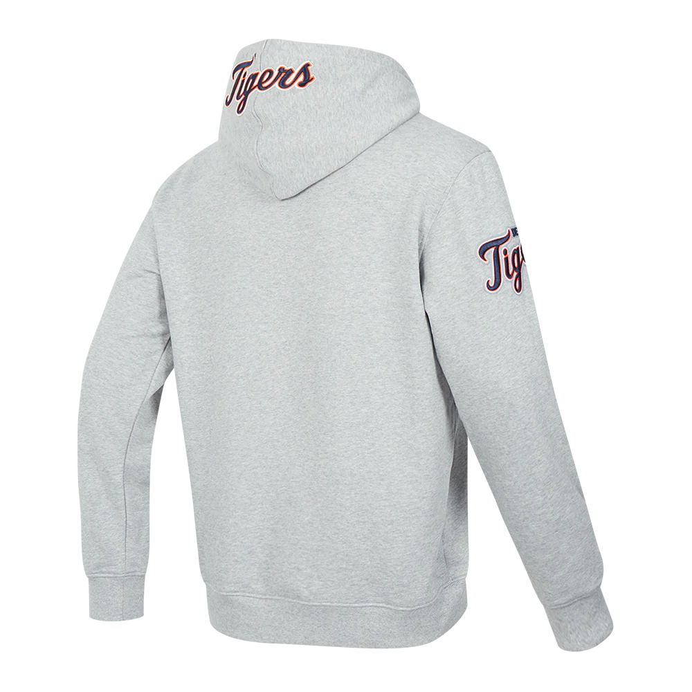 MLB DETROIT TIGERS OLD ENGLISH MEN'S PULLOVER HOODIE (HEATHER GREY) - Image 3