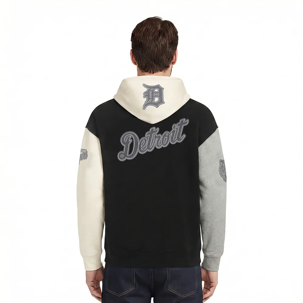 MLB DETROIT TIGERS REVERSE FRENCH TERRY MEN'S COLOR BLOCK FLEECE PULLOVER HOODIE - Image 2