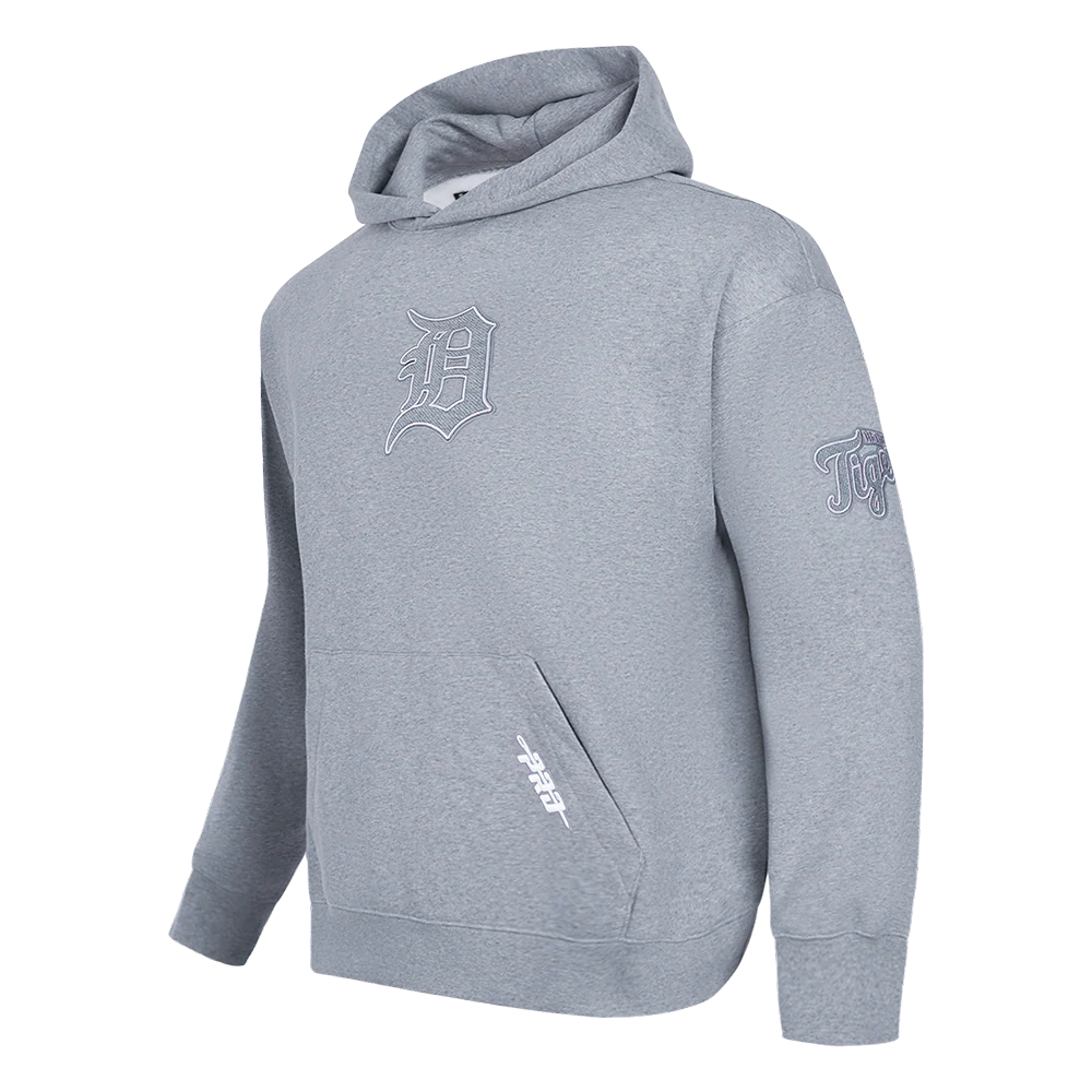 MLB DETROIT TIGERS REVERSE FRENCH TERRY MEN'S DROP SHOULDER FLEECE PULLOVER HOODIE (DARK HEATHER GRAY) - Image 4
