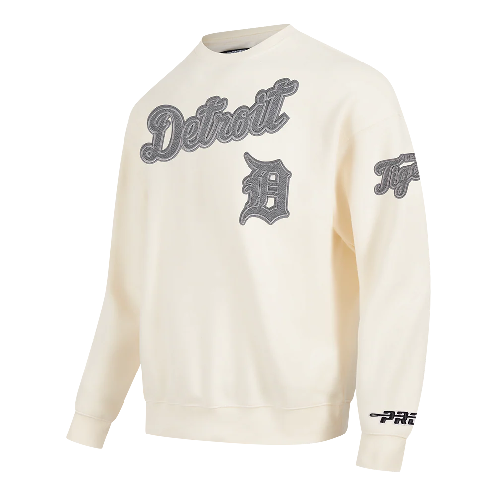 MLB DETROIT TIGERS REVERSE FRENCH TERRY MEN'S DROP SHOULDER FLEECE CREWNECK (EGGSHELL) - Image 6