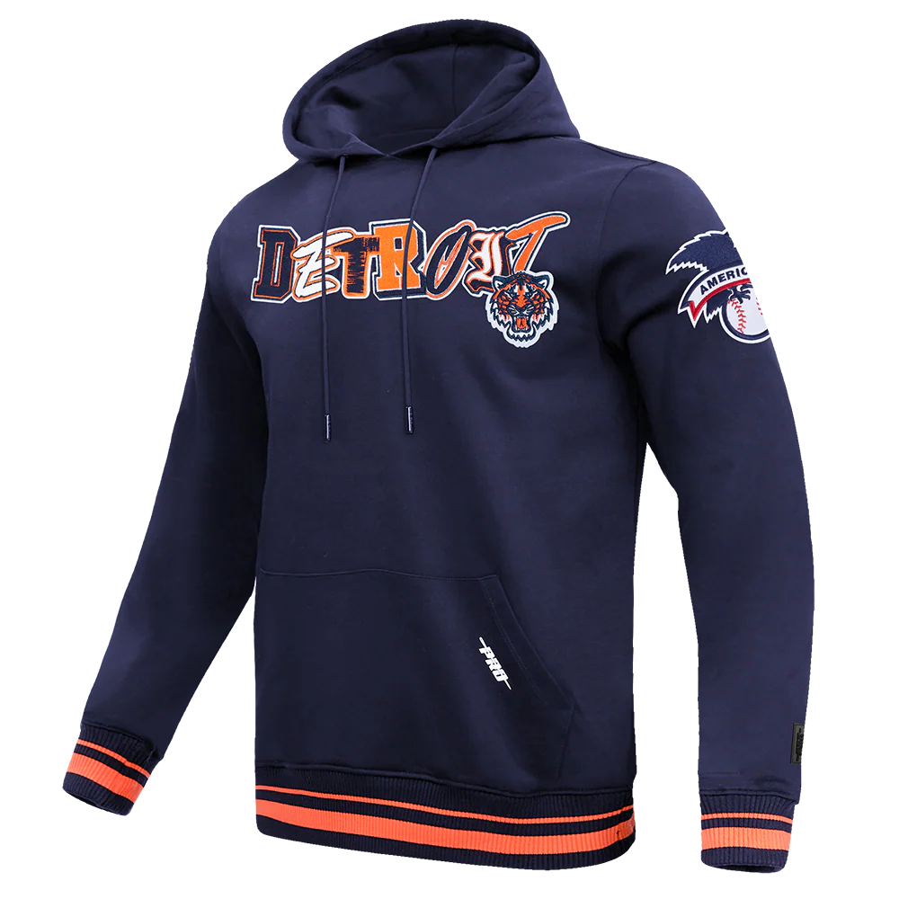 MLB DETROIT TIGERS CITY RANSOM MEN'S RIB FLEECE PULLOVER HOODIE (MIDNIGHT NAVY/ORANGE/MIDNIGHT NAVY) - Image 4