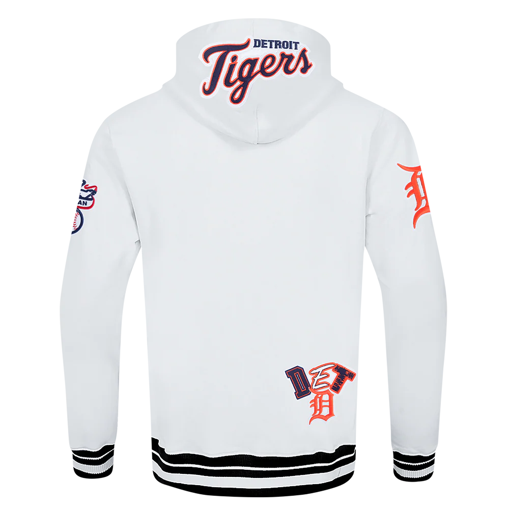 MLB DETROIT TIGERS CITY RANSOM MEN'S RIB FLEECE PULLOVER HOODIE (WHITE/MIDNIGHT NAVY) - Image 3