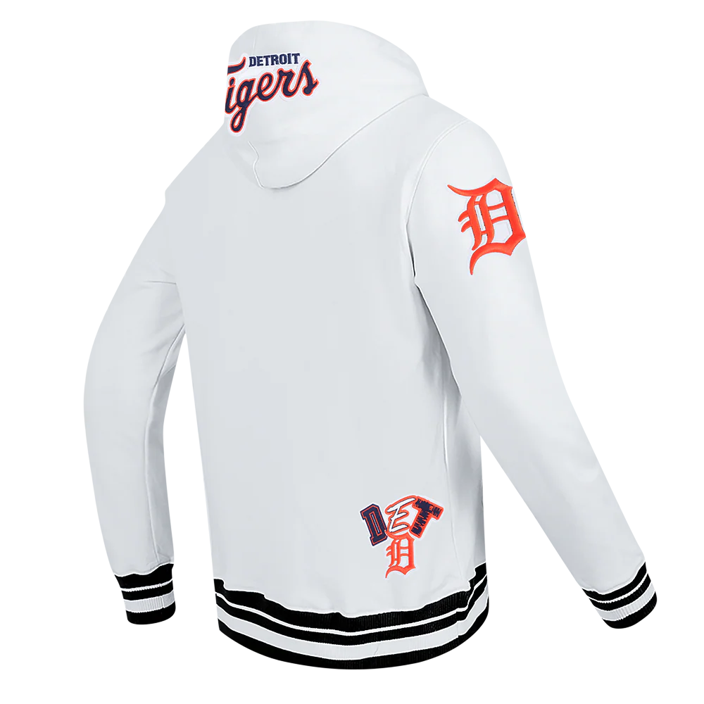 MLB DETROIT TIGERS CITY RANSOM MEN'S RIB FLEECE PULLOVER HOODIE (WHITE/MIDNIGHT NAVY) - Image 4