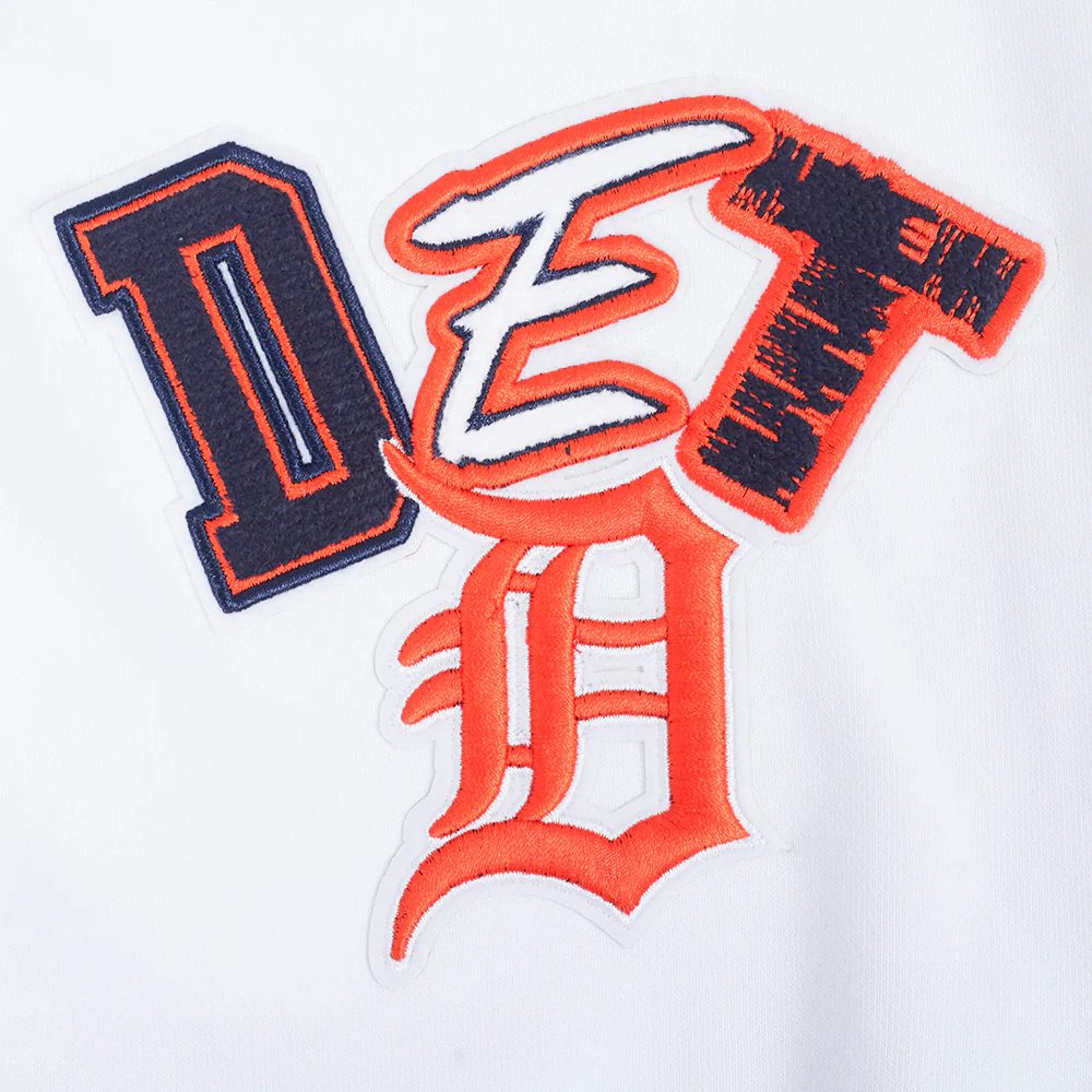 MLB DETROIT TIGERS CITY RANSOM MEN'S RIB FLEECE PULLOVER HOODIE (WHITE/MIDNIGHT NAVY) - Image 5