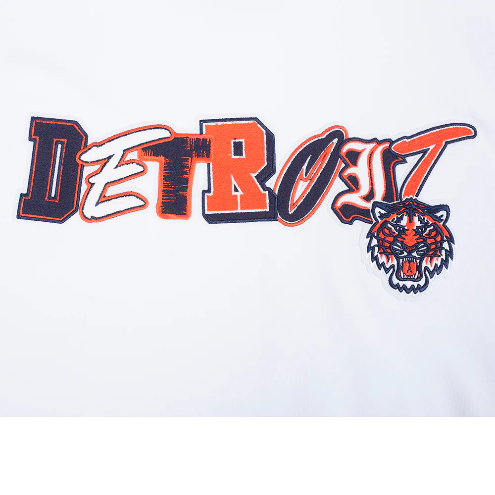 MLB DETROIT TIGERS CITY RANSOM MEN'S RIB FLEECE PULLOVER HOODIE (WHITE/MIDNIGHT NAVY) - Image 9