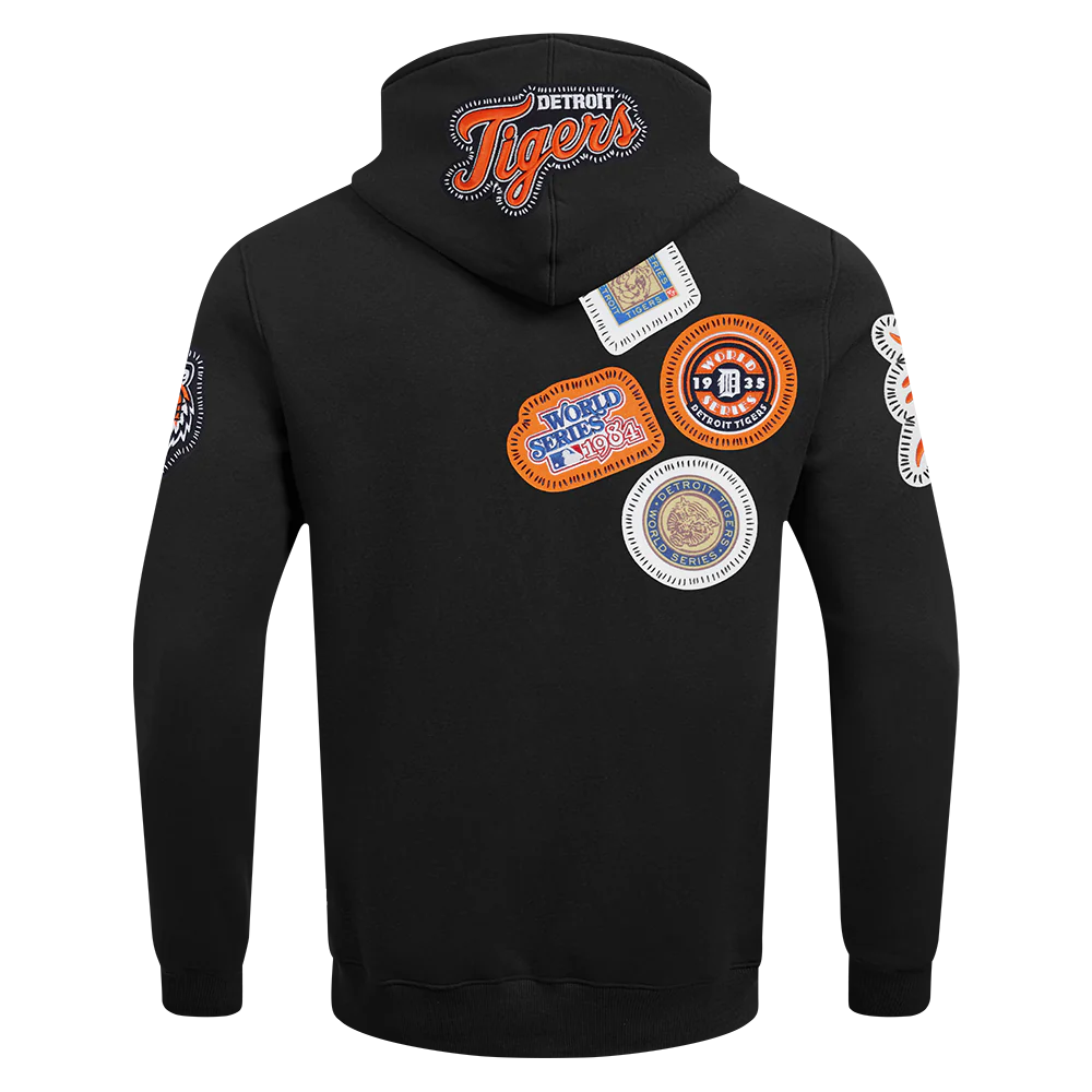 MLB DETROIT TIGERS DIY PICK STITCH MEN'S DOUBLE KNIT PULLOVER HOODIE (BLACK) - Image 3