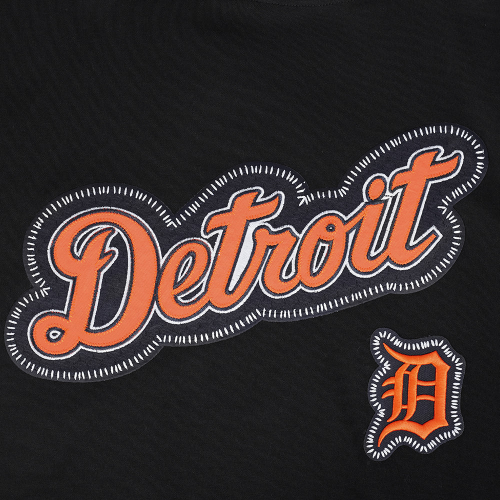MLB DETROIT TIGERS DIY PICK STITCH MEN'S DOUBLE KNIT PULLOVER HOODIE (BLACK) - Image 5