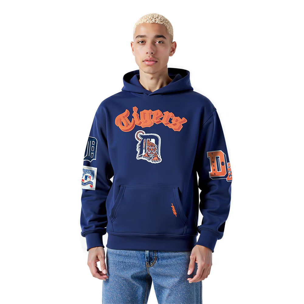 MLB DETROIT TIGERS BEST OF MEN'S DROP SHOULDER FLC PO HOODIE (MIDNIGHT NAVY) - Image 2