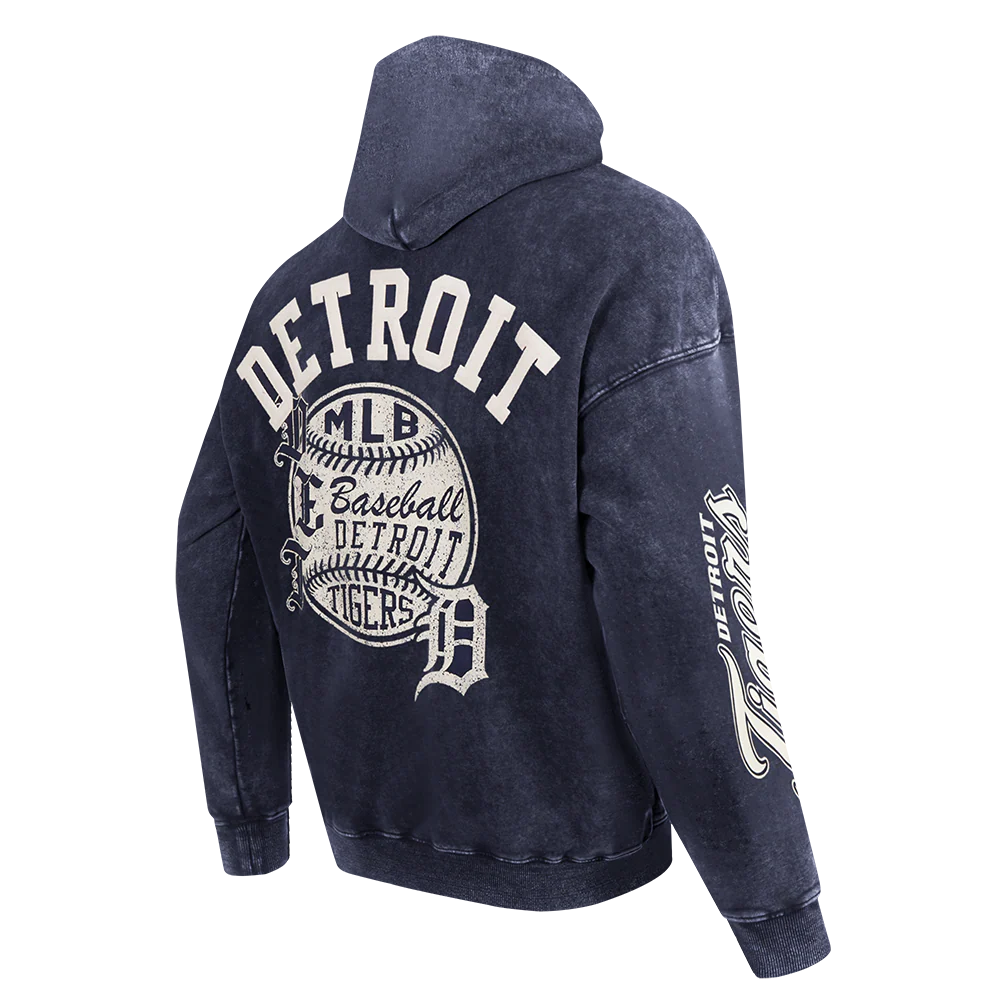 MLB DETROIT TIGERS STREET TEAM MEN'S ENZYME WASH DS FT PO HOODIE (WASHED MIDNIGHT NAVY) - Image 4