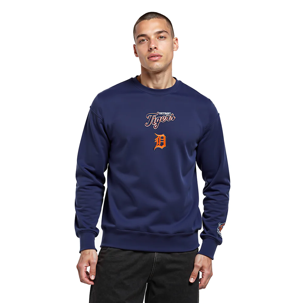 MLB DETROIT TIGERS WINGSPAN MEN'S DROP SHOULDER FLC CREWNECK (MIDNIGHT NAVY) - Image 2
