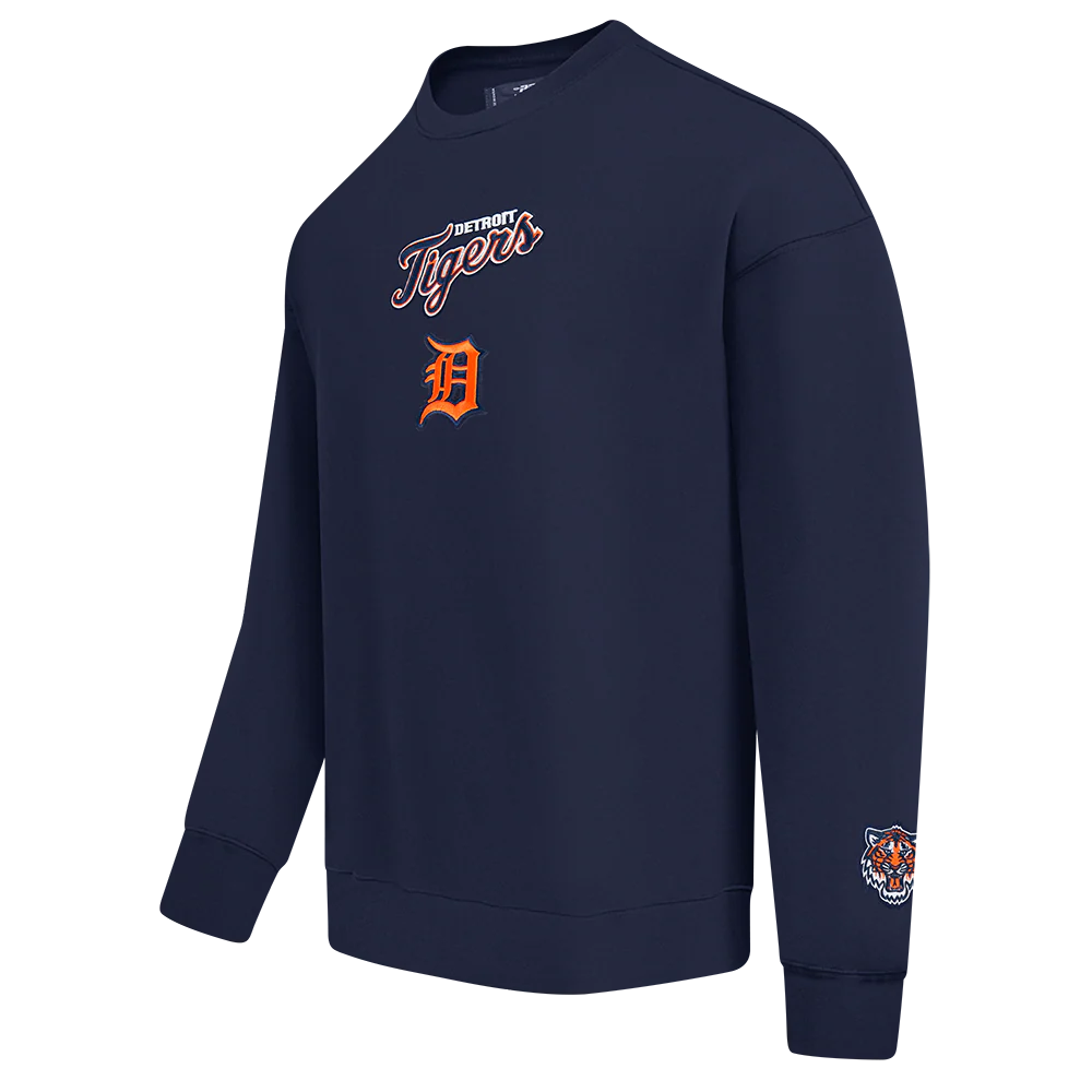 MLB DETROIT TIGERS WINGSPAN MEN'S DROP SHOULDER FLC CREWNECK (MIDNIGHT NAVY) - Image 3