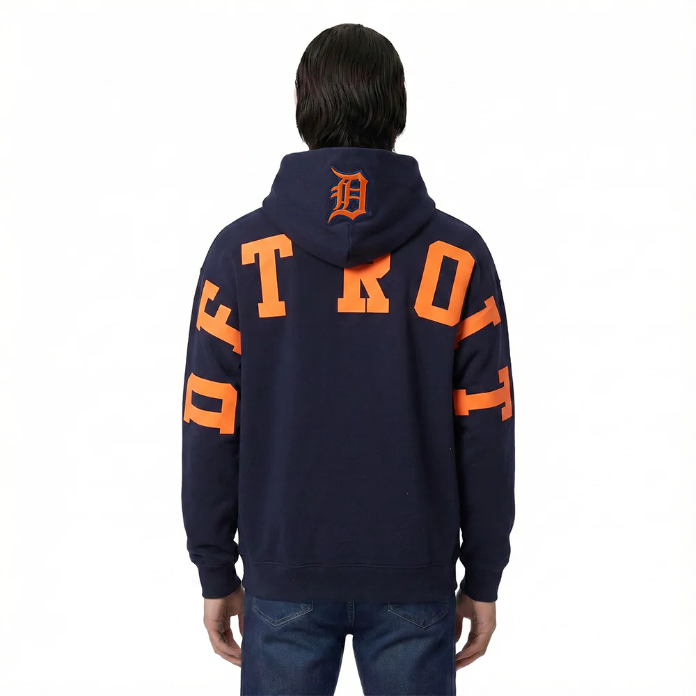 MLB DETROIT TIGERS WINGSPAN MEN'S DROP SHOULDER FLC PO HOODIE (MIDNIGHT NAVY)