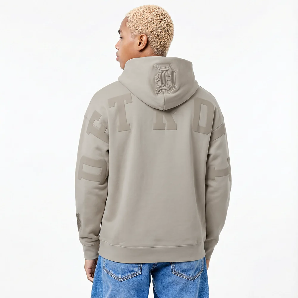 MLB DETROIT TIGERS WINGSPAN MEN'S DROP SHOULDER FLC PO HOODIE (TAUPE)