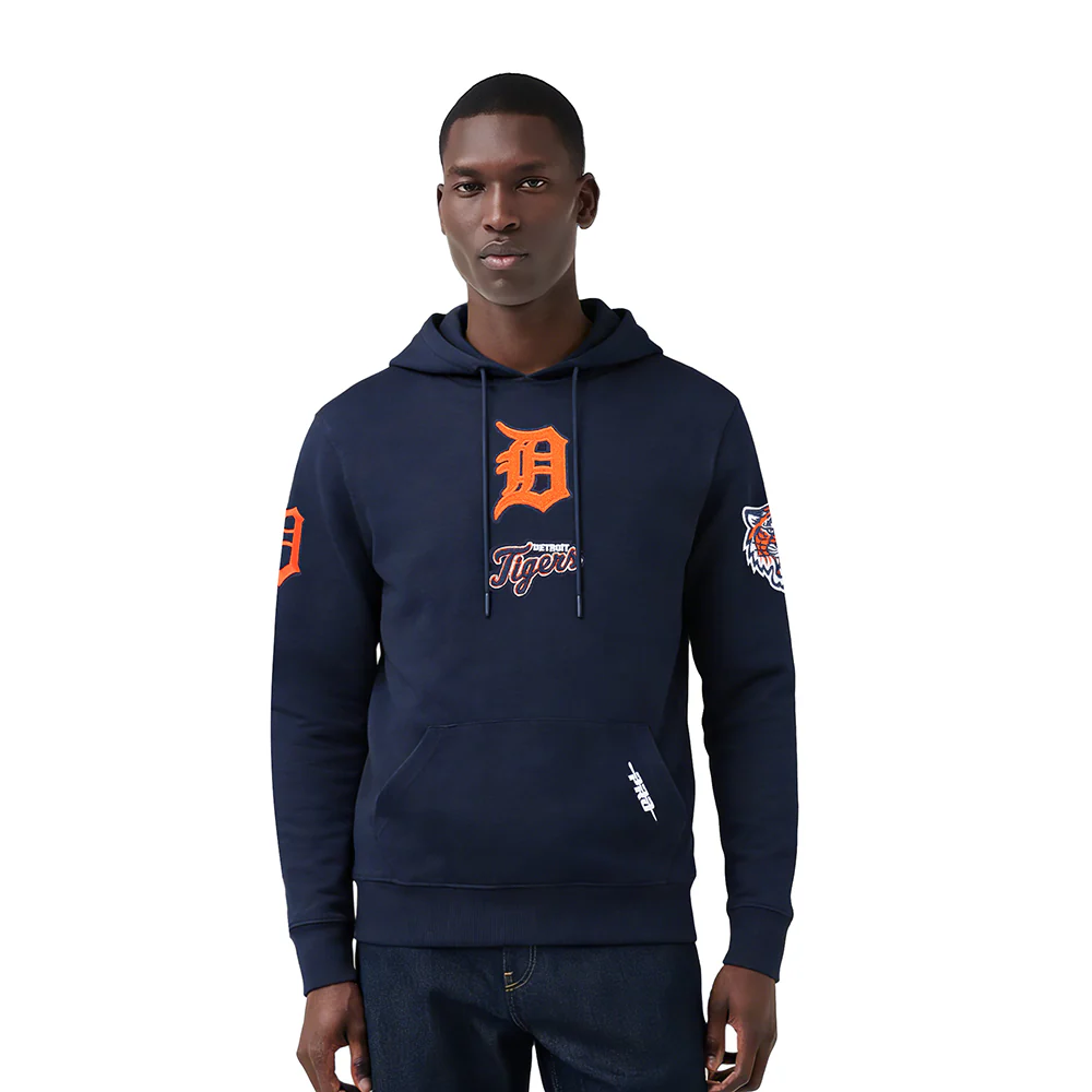 MLB DETROIT TIGERS CLASSIC CHENILLE MEN'S DK PO HOODIE (MIDNIGHT NAVY)