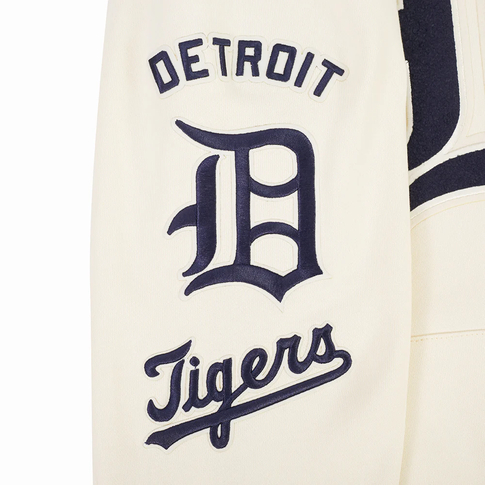 MLB DETROIT TIGERS RETRO CLASSICS MEN'S RIB FLC PO HOODIE (EGGSHELL/ MIDNIGHT NAVY) - Image 8