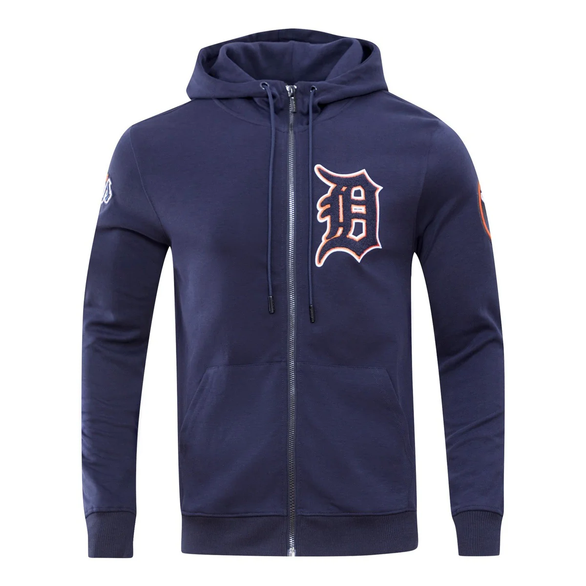 MLB DETROIT TIGERS CLASSIC CHENILLE MEN'S FULL ZIP PULLOVER HOODIE (MIDNIGHT NAVY)