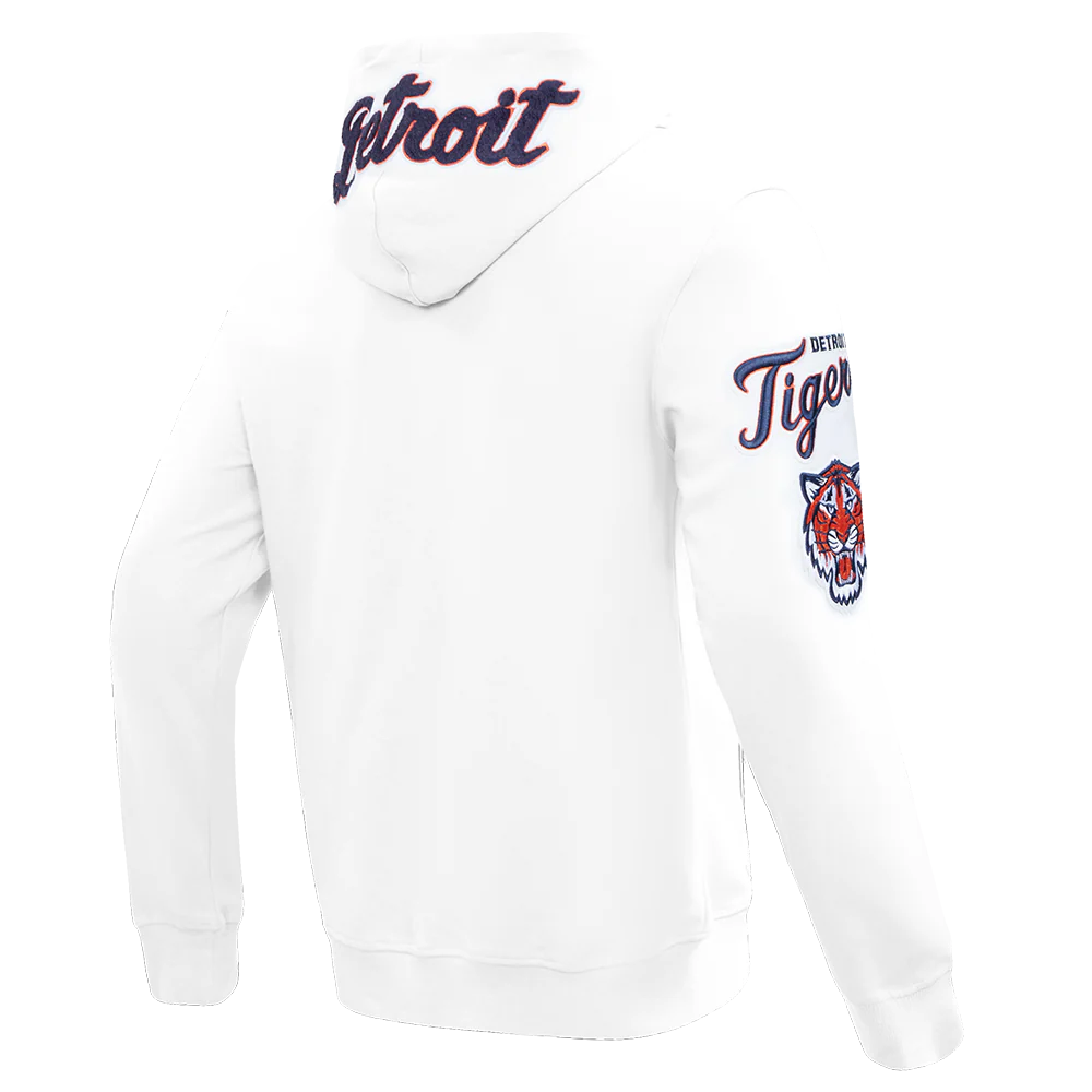 MLB DETROIT TIGERS CLASSIC CHENILLE MEN'S FULL ZIP PULLOVER HOODIE (WHITE) - Image 3